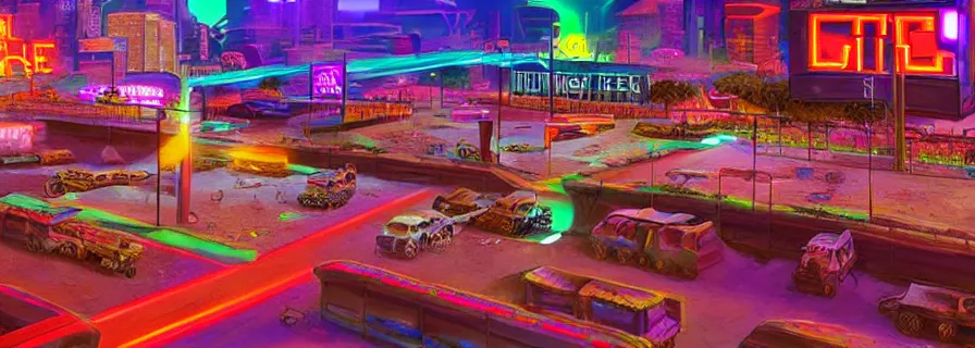 Image similar to ancient aztec city in cyberpunk style with neon billboards and flying cars, light shapes, high details