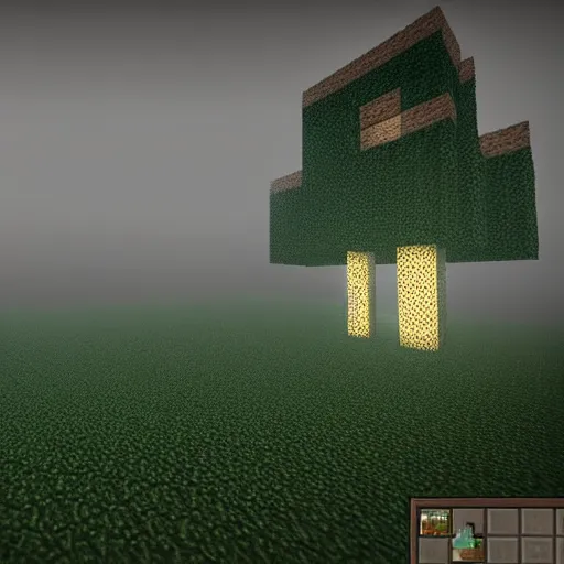 Prompt: minecraft creepy fog