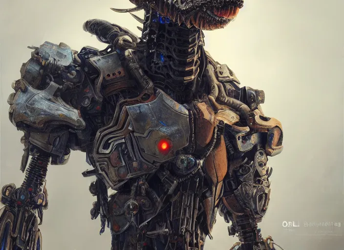 Image similar to detailed full body concept art illustration oil painting of a cybernetic animal with intricate armor, ultra detailed, digital art, octane render, dystopian, zero dawn, 4k