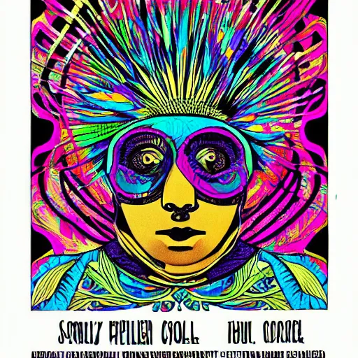 Image similar to psychedelic, flower child, 7 0 s, graphic design poster, bold, organic