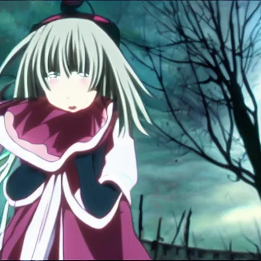 Image similar to a still film of nazuna nanakusa the vampire from call of the night anime