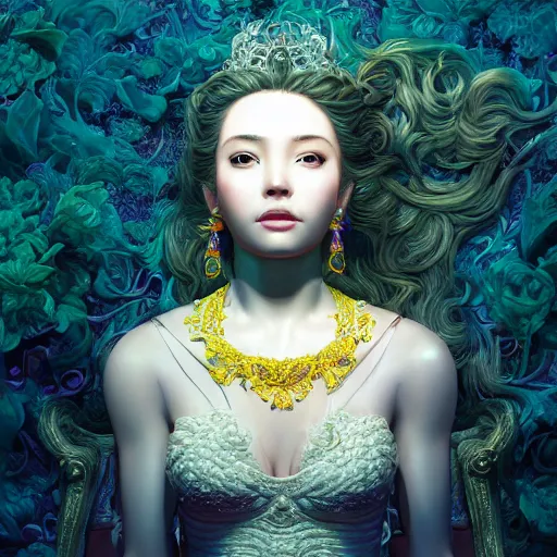 Image similar to the portrait of an absurdly beautiful, graceful, elegant, sophisticated, young idol made up of lemons, an ultrafine hyperdetailed illustration by kim jung gi, irakli nadar, intricate linework, bright colors, octopath traveler, final fantasy, unreal engine 5 highly rendered, global illumination, radiant light, detailed and intricate environment