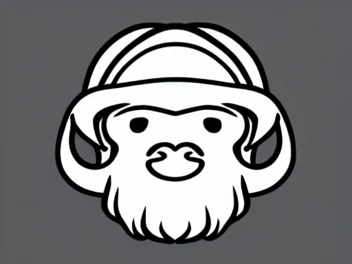 Prompt: stylized wooly mammoth!!! sports logo!!! black and white logo design sketch