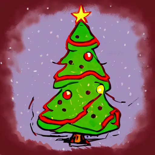 Prompt: christmas tree. dont starve style