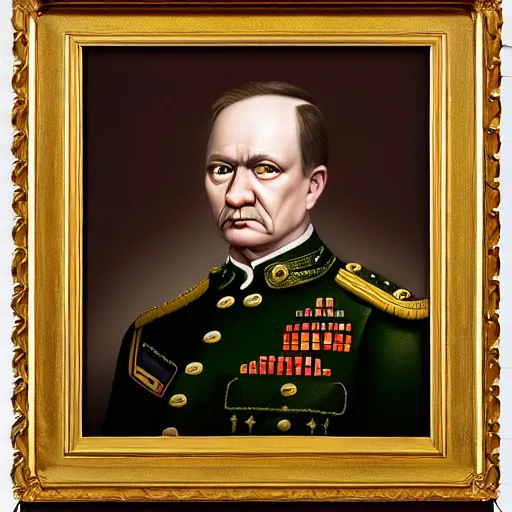 Image similar to portrait artwork of five star army general by mark ryden, sad eyes, breathtaking, 8 k resolution, extremely detailed, beautiful