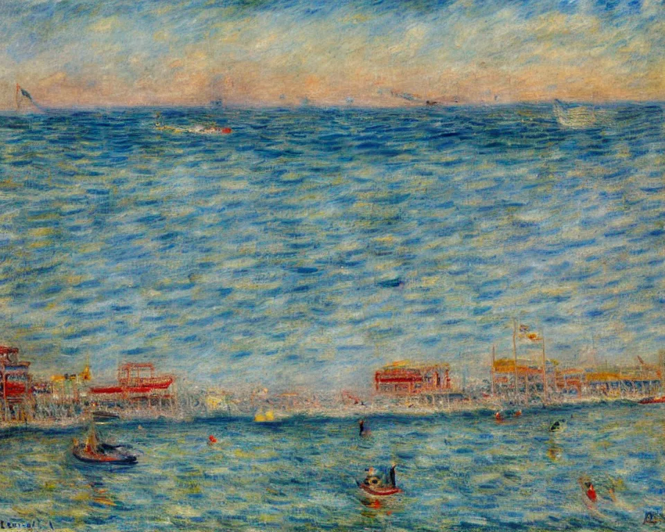 Prompt: the santa monica pier by renoir.