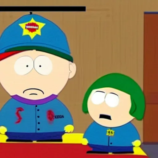 Prompt: Eminem in a scene from South Park as Eric Cartman