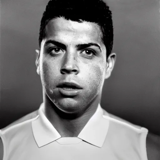 Image similar to ronaldo nazario by yousuf karsh, head and shoulders