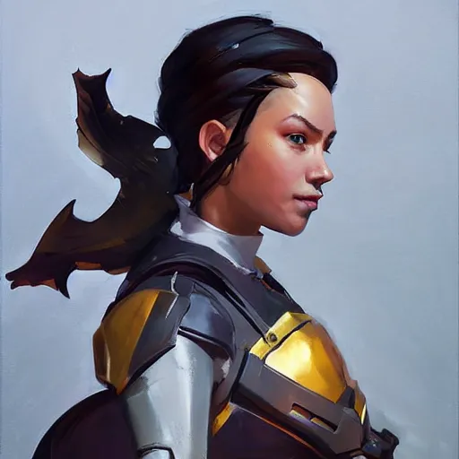 Image similar to greg manchess portrait painting of partially armored hermine granger as overwatch character, medium shot, asymmetrical, profile picture, organic painting, sunny day, matte painting, bold shapes, hard edges, street art, trending on artstation, by huang guangjian and gil elvgren and sachin teng