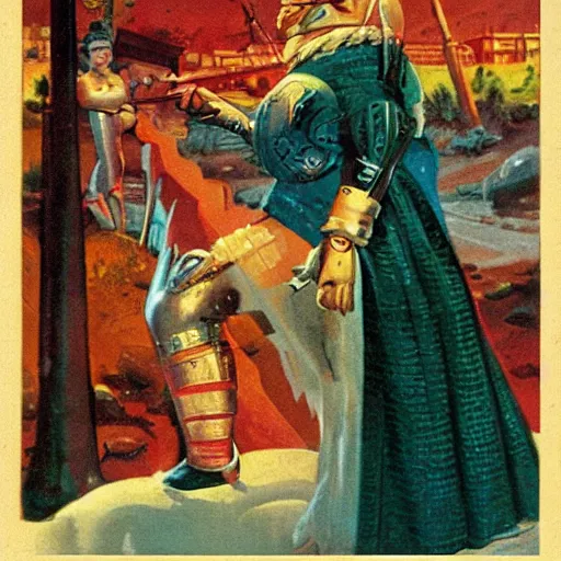 Prompt: Ivanhoe, vintage pulp art