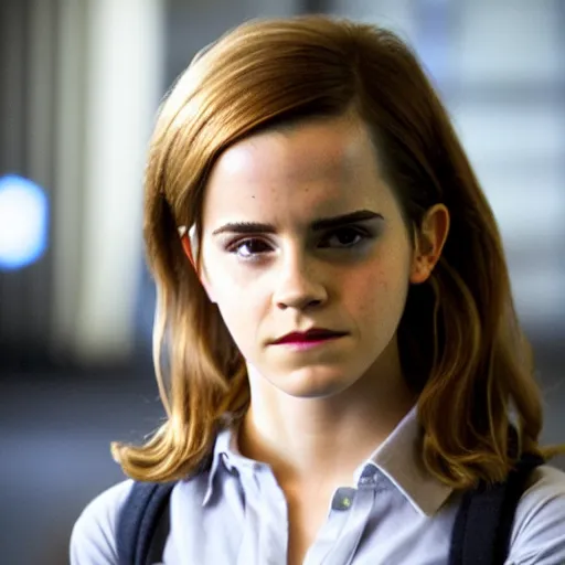 Prompt: Still of Emma Watson as Hermione Granger in the movie The Social Network. Extreme detail. 4K.