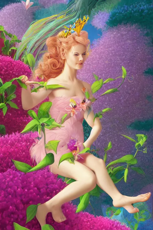 Image similar to a beautiful digital illustration painting fairy princess among the flowers by benoit b. mandelbrot, roger dean. 8 k resolution trending on artstation concept art digital illustration