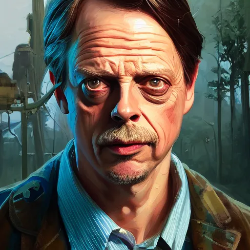 Image similar to highly detailed portrait, csteve buscemi, in gta v, stephen bliss, unreal engine, fantasy art by greg rutkowski, loish, rhads, ferdinand knab, makoto shinkai and lois van baarle, ilya kuvshinov, rossdraws, tom bagshaw, global illumination, radiant light, detailed and intricate environment