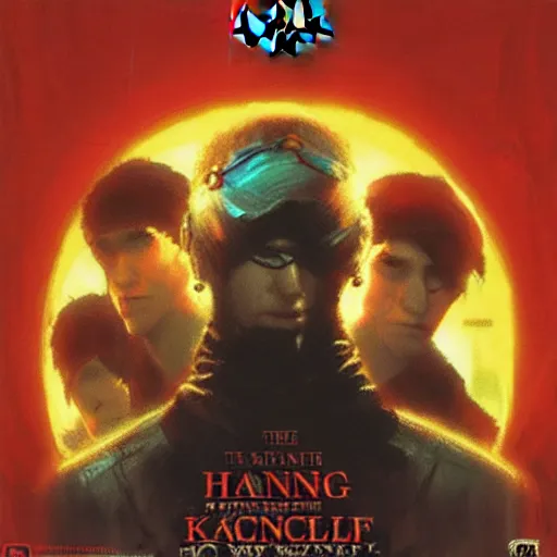 Prompt: the king of hackers game poster printed on playstation 2 video game box , Artwork by Craig Mullins, cinematic composition