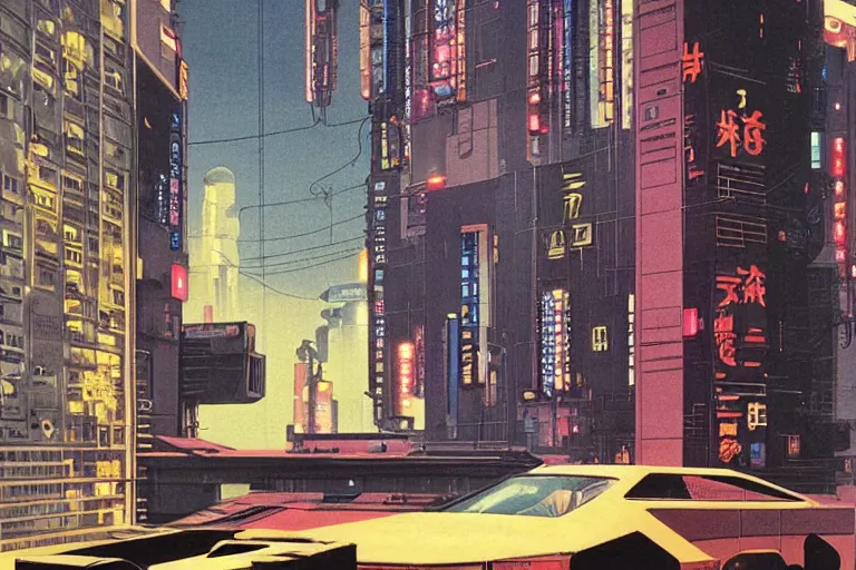 Image similar to 1 9 7 9 omni magazine cover of nakagin capsule tower with neo - tokyo streets behind it in cyberpunk style by vincent di fate