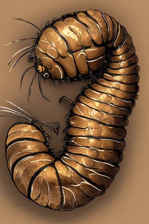 Image similar to an armadillidium, highly detailed, digital art, sharp focus, trending on art station, anime art style