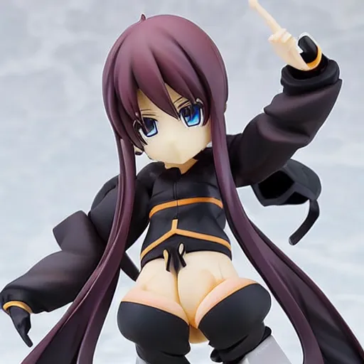 Image similar to vtuber Gawr Gura as a Figma anime figurine. Posable PVC action figurine. Detailed artbreeder face. Full body 12-inch Figma anime statue.