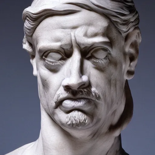 Image similar to a marmor statue of Steve Buscemi by Michelangelo