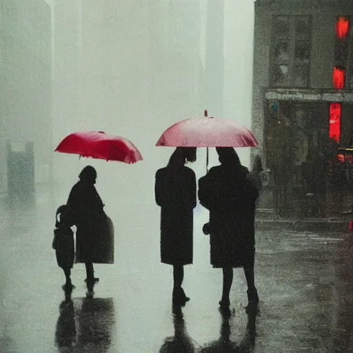 Prompt: rainy new York daydream by Saul Leiter