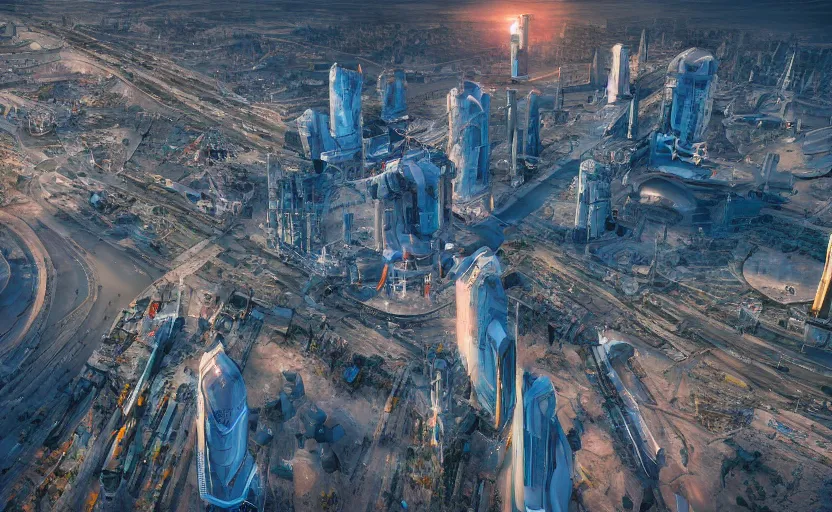 Image similar to Russian futuristic city on the moon street photo, Khrushchyovkas, sunrise, flying vehicles, long shadows, photorealistic, stunning, magnum photos 4k