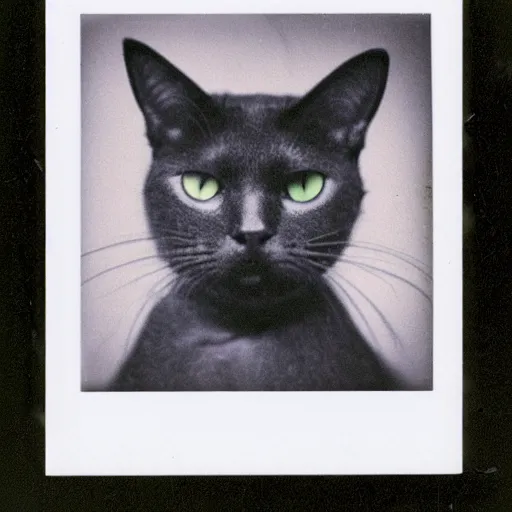 Prompt: a polaroid of a mugshot of a cat