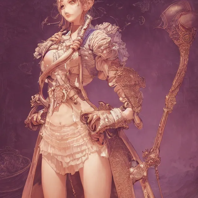 Image similar to studio portrait of neutral good colorful female cleric bard healer as absurdly beautiful, elegant, young skinny gravure idol, an ultrafine hyperdetailed illustration by kim jung gi, irakli nadar, intricate linework, sharp focus, bright colors, octopath traveler, final fantasy, unreal engine 5 highly rendered, global illumination, radiant light, detailed and intricate environment