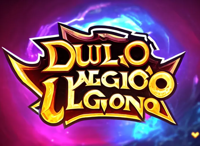 Prompt: logo for a game called'duelio ', style of hearthstone and league of legends, logo concept, fantasy, fun