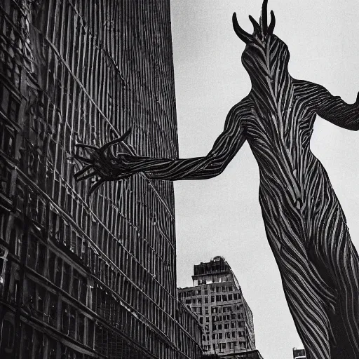 Image similar to a nyarlathotep manifested in newyork, beautiful photo, iphone 1 3, hyperealistic detailed photography, motion blur, grainy image