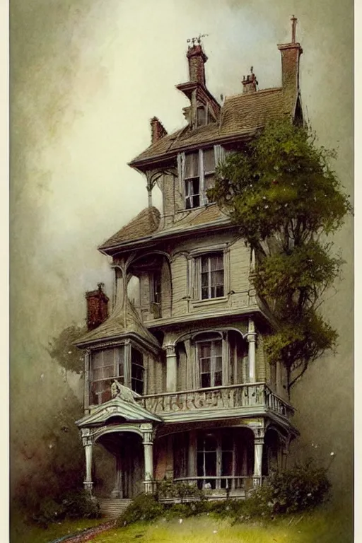 Image similar to ( ( ( ( ( 1 9 5 0 s victorian mansion. muted colors. ) ) ) ) ) by jean - baptiste monge!!!!!!!!!!!!!!!!!!!!!!!!!!!!!!