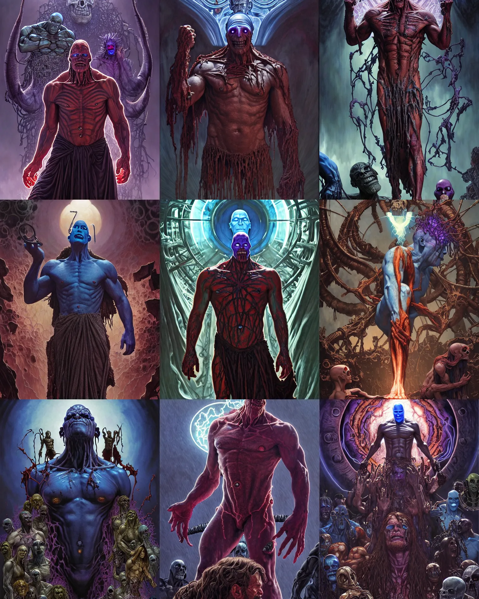 Prompt: the platonic ideal of apocalypto of cletus kasady ultimate carnage thanos dementor doctor manhattan chtulu nazgul, detailed, intricate, hyperrealism, intense, scary, decay, dmt, art by brock hofer and artgerm and greg rutkowski and alphonse mucha