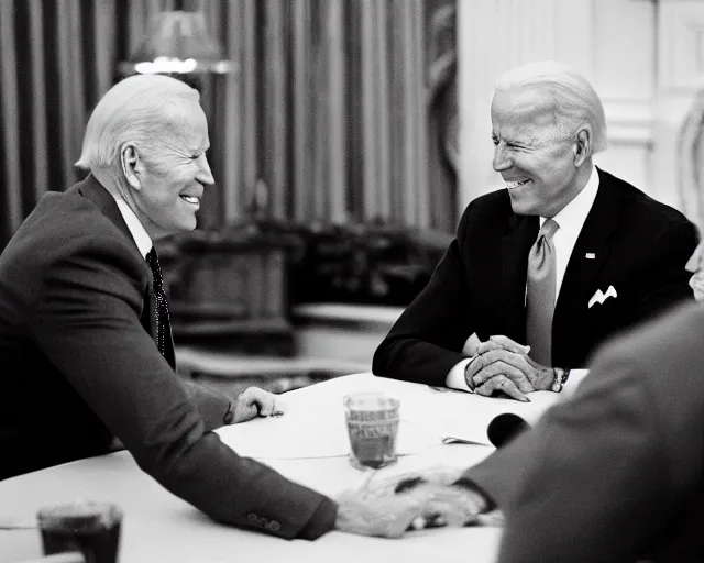 Image similar to president joe biden face to face with president joe biden, nikon 3 5 mm, photograph