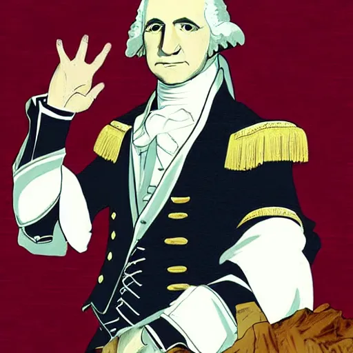 Image similar to portrait of George Washington in the style of Fullmetal Alchemist: Brotherhood