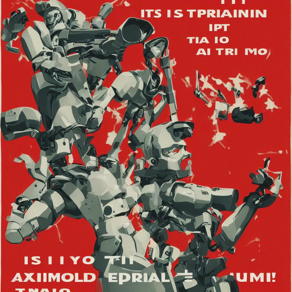 Prompt: it is you humans that are training the AI to take your jobs and make you expendable, communist propaganda poster style, 8K HD