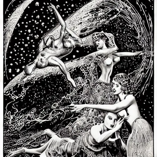 Image similar to art by virgil finlay