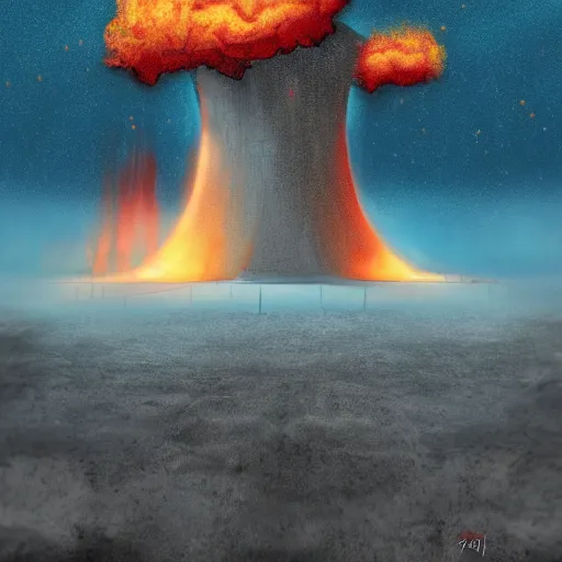 Prompt: The end of the world by nuclear fire, digital art