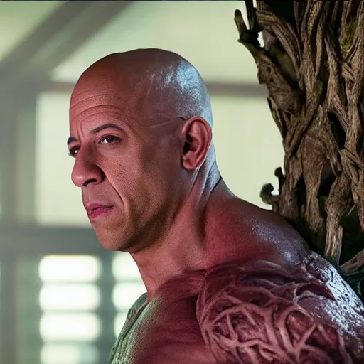 Vin Diesel doing the Rock raising eyebrow meme, Stable Diffusion