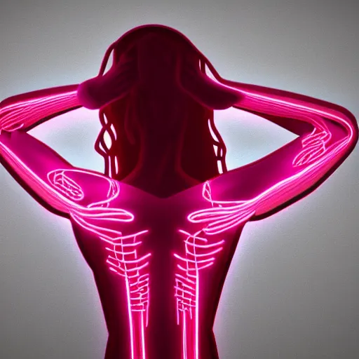 Prompt: 3 d neon art of a womens body, hyper detailed, 3 d render