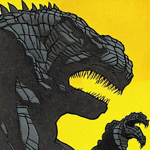 Image similar to godzilla drawn by frank miller