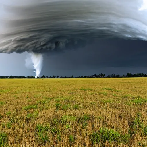 Prompt: high res tornado in a field 4k