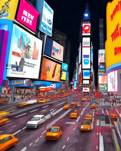 Image similar to full body 3d render of New york time square as a funko pop, studio lighting, white background, blender, trending on artstation, 8k, highly detailed