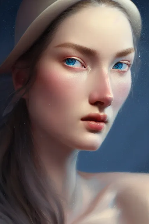 Prompt: ultra detailed facial portrait of beautiful nordic woman, blue eyes, wearing cowboy hat, extremely detailed digital painting, in the style of fenghua zhong and ruan jia and jeremy lipking and peter mohrbacher, mystical colors, rim light, beautiful lighting, 8 k, stunning scene, raytracing, octane, trending on artstation