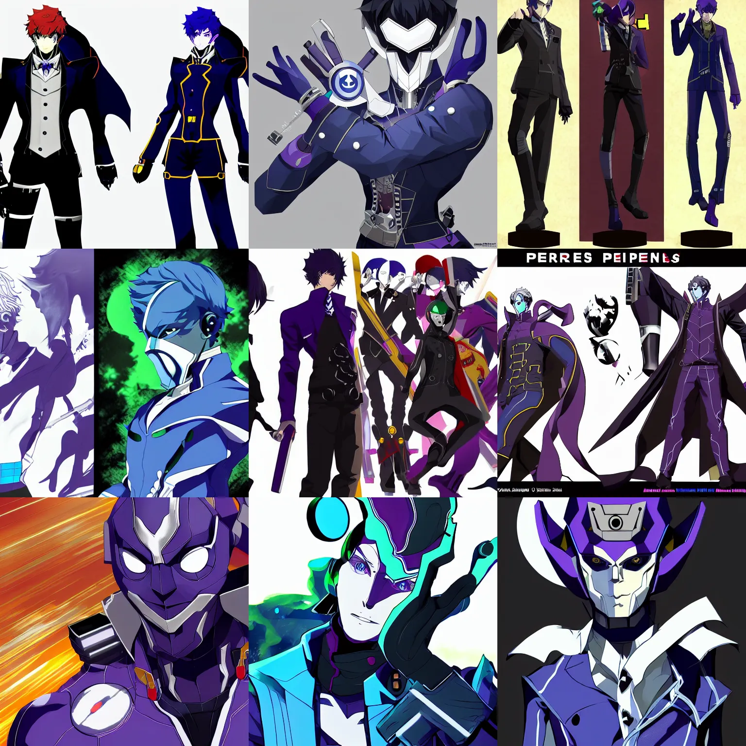 Prompt: persona 3 main character merged with Thanos persona, SMT Persona 3, character design, dramatic illustration by Kazuma Kaneko trending on ArtStation