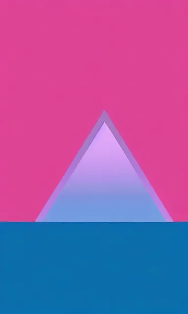 Prompt: inverted! triangle rising out of a serene ocean, calm tones, muted tones, pink, blue, lilac, smooth gradient, album cover, minimalist, expressionist