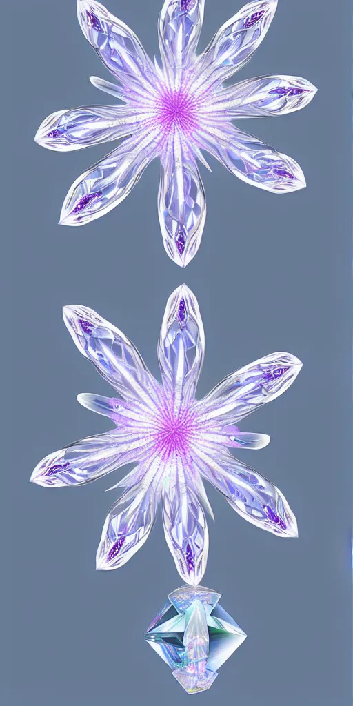 Image similar to crystal emanation flower, hyper-realistic, ultradetailed