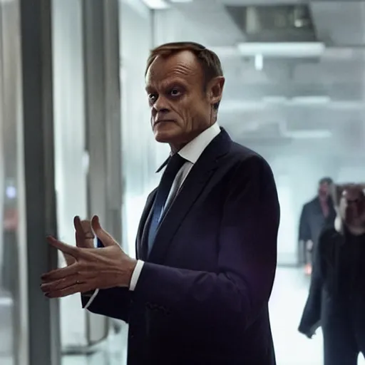 Prompt: Donald Tusk in a still from the movie Morbius (2022)