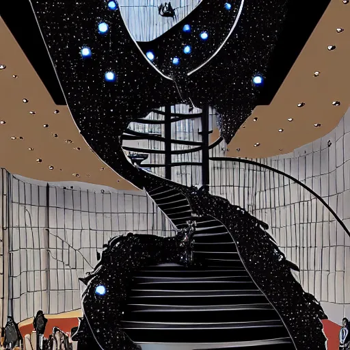 Image similar to Darth Vader walking down an infinite spiral staircase made out of diamonds,