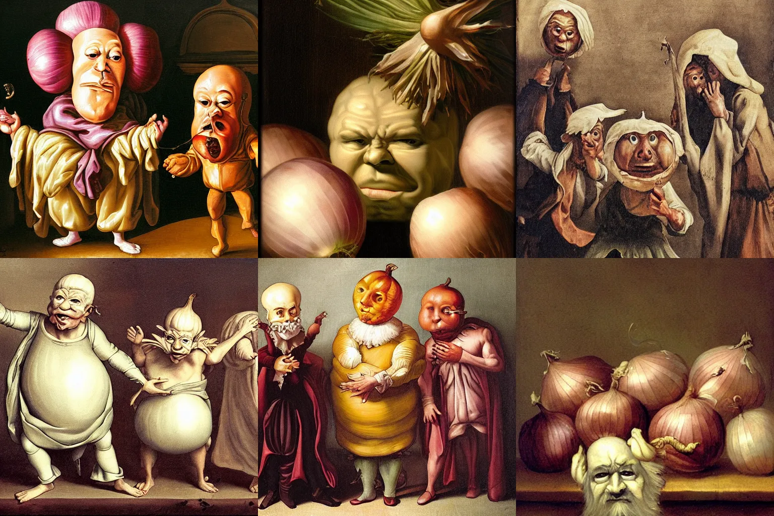 Prompt: onion thug, baroque painting, menacing onion guy, threating