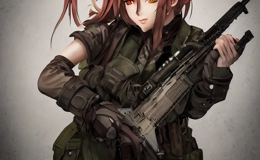 Image similar to portrait photo, highly detailed, high resolution, cosplay photo, stunning, girls frontline style, bokeh soft, 100mm, trending on instagram, by professional photographer, realistic human anatomy, real human faces, realistic military carrier, soldier clothing, modern warfare, realistic ak47, shot with a canon, low saturation