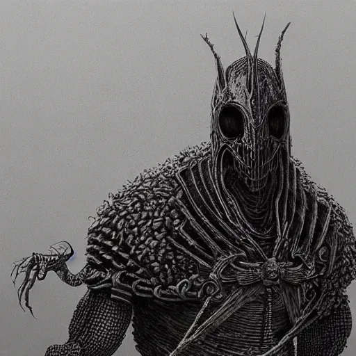 Prompt: Beetle Boss (dark souls style) by zdzisław beksiński