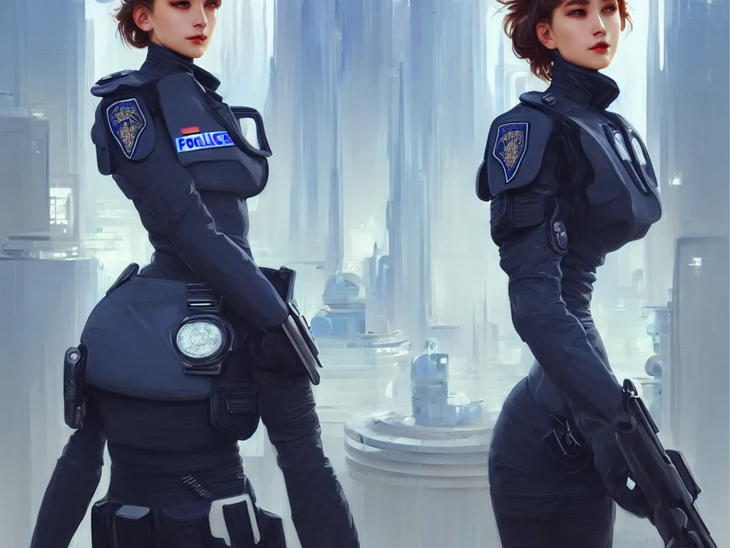 Prompt: portrait futuristic france police uniform female, at future neon light rooftop, ssci - fi and fantasy, intricate and very very beautiful and elegant, highly detailed, digital painting, artstation, concept art, smooth and sharp focus, illustration, art by tan zi and ayanamikodon and alphonse mucha and wlop